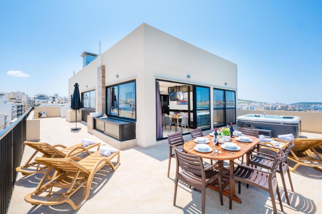 Apartament Islet Promenade Seafront Penthouse With Breathtaking Seaviews And Private Hot Tub On The Large Terrace By Getawaysmalta