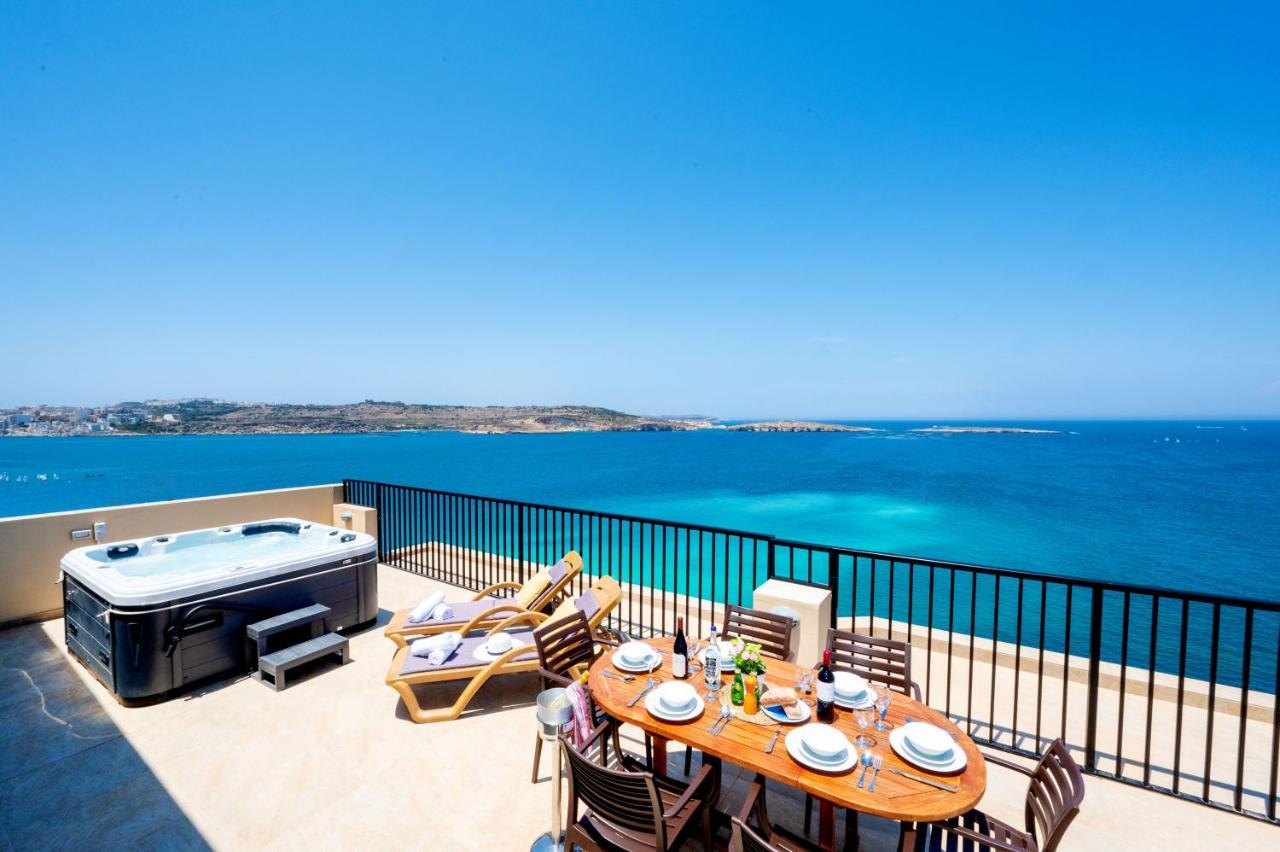Апартаменты Islet Promenade Seafront Penthouse With Breathtaking Seaviews And Private Hot Tub On The Large Terrace By Getawaysmalta Сент-Полс-Бей